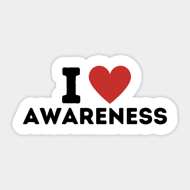 I Love Awareness Simple Heart Design Sticker by Word Minimalism